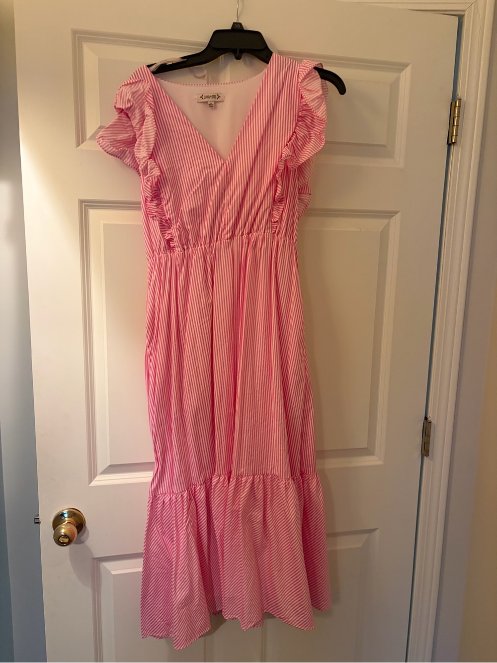Nanette Lepore Pink and White Stripe Maxi Dress